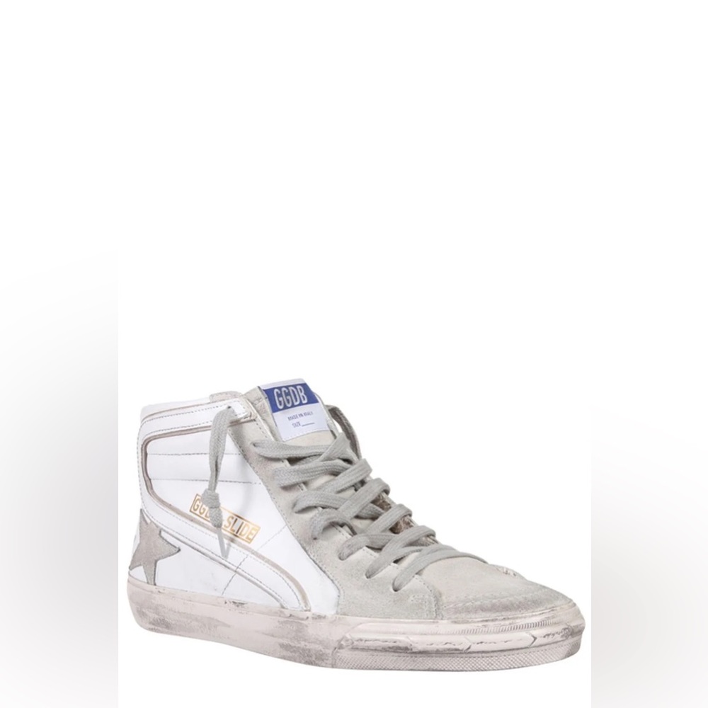 Golden Goose White and Gray High-Top Sneakers